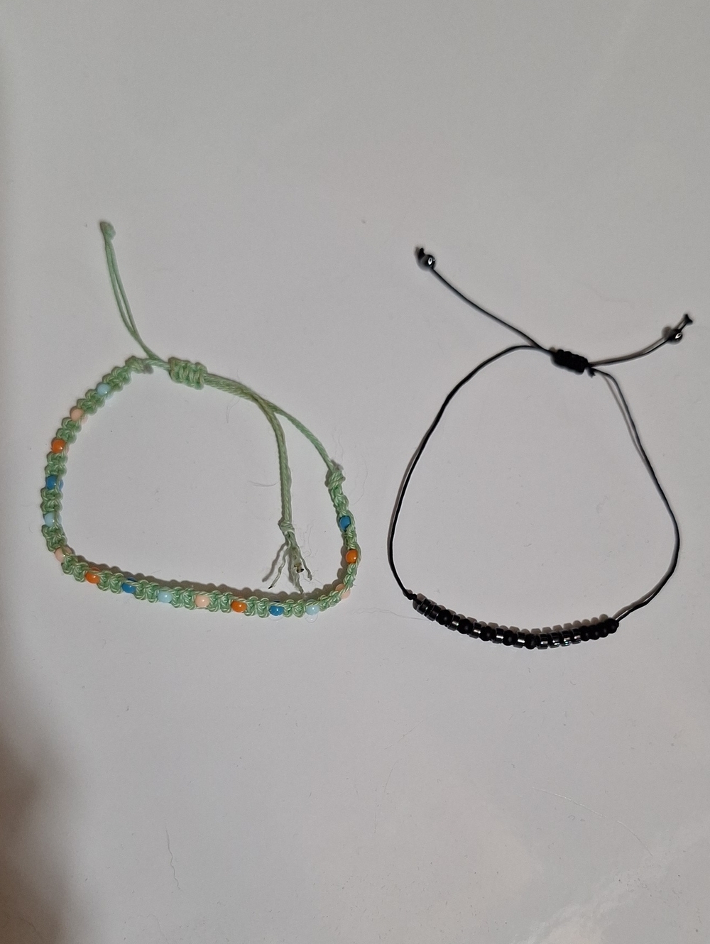Handcrafted Mint Green Beaded Friendship Bracelet Set - Black Accent